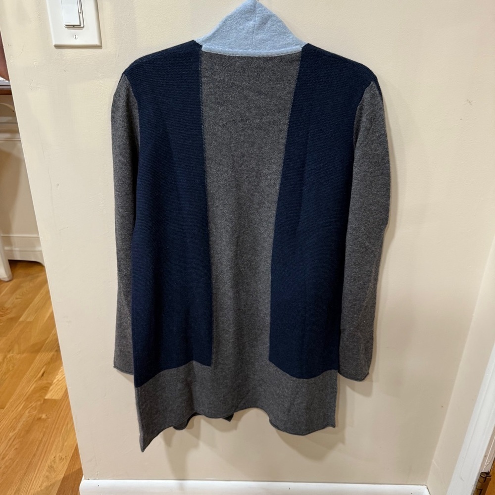 Cashmere Women’s Open Front Cardigan- 100% Cashmere- Blue/Gray-M-NWT - Picture 2 of 8